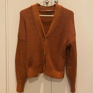 Everlane Texture Cotton Cardigan in Burnt Orange